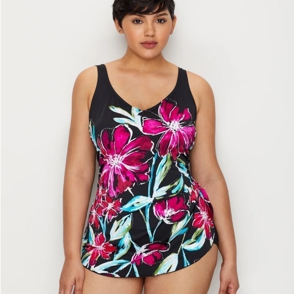 Maxine Of Hollywood In Full Bloom Sarong One Piece Swimsuit - Picture 1 of 9